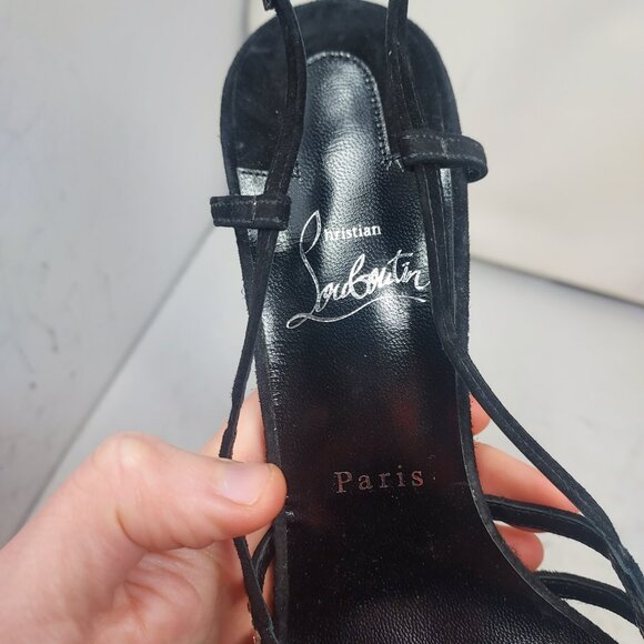 Christian Louboutin Black Suede VEGASTRASSIMA ALTA Crystal Platform Sandal - Picture 5 of 13